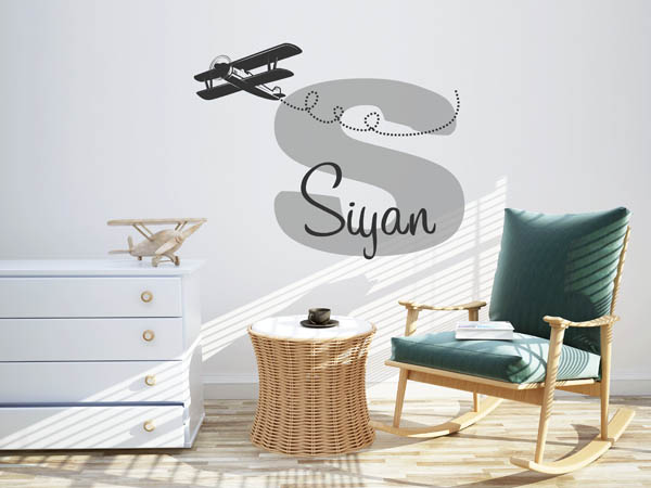 Wandtattoo Siyan mit Flugzeug