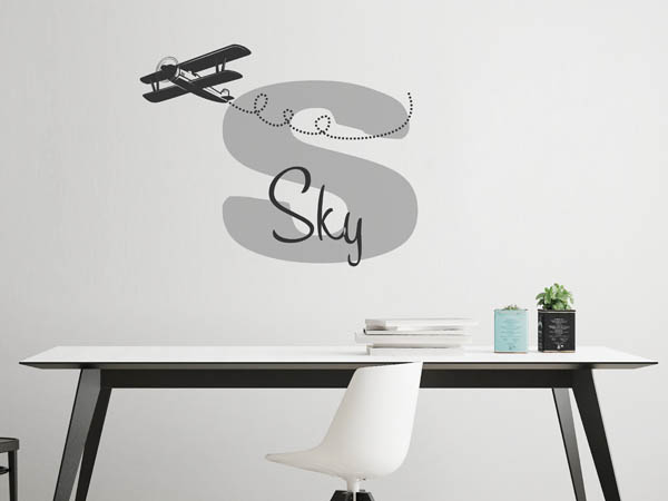 Wandtattoo Sky mit Flugzeug