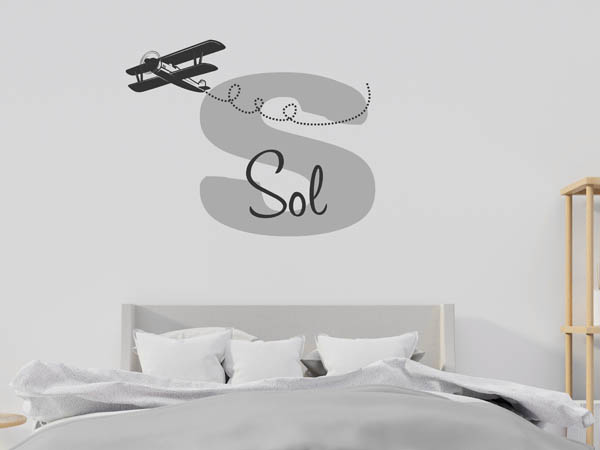 Wandtattoo Sol mit Flugzeug