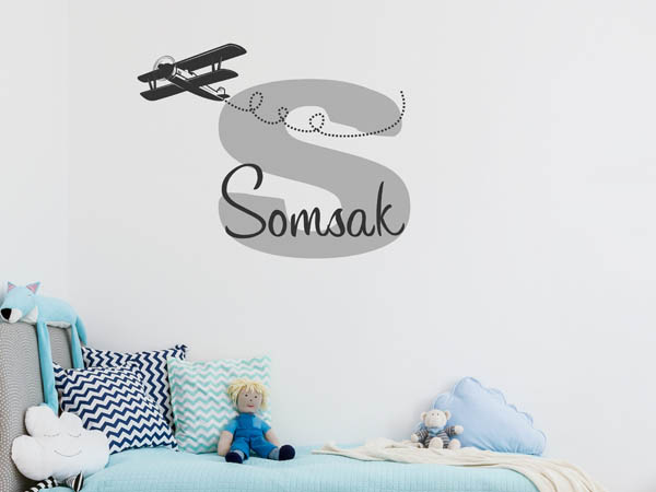 Wandtattoo Somsak mit Flugzeug
