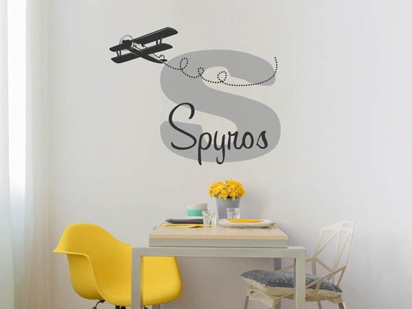 Wandtattoo Spyros mit Flugzeug