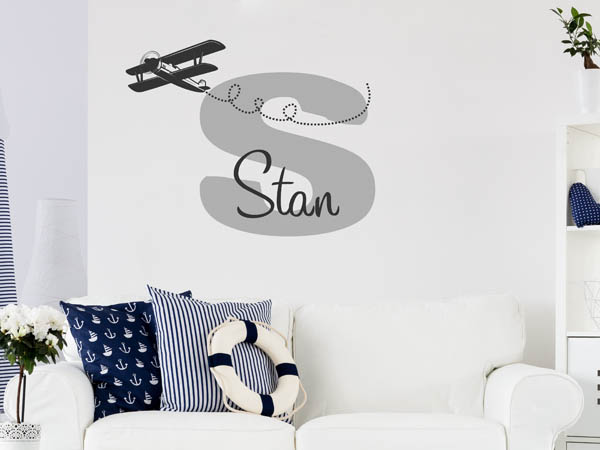 Wandtattoo Stan mit Flugzeug