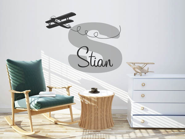 Wandtattoo Stian mit Flugzeug