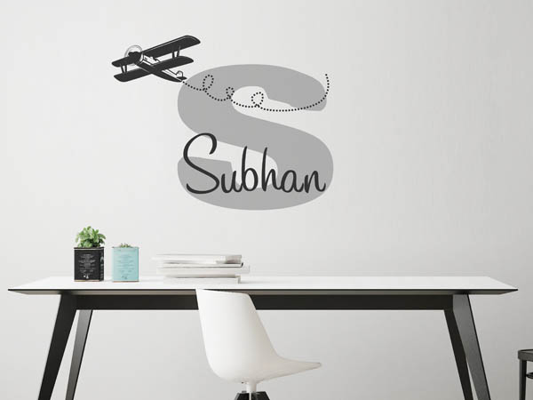 Wandtattoo Subhan mit Flugzeug