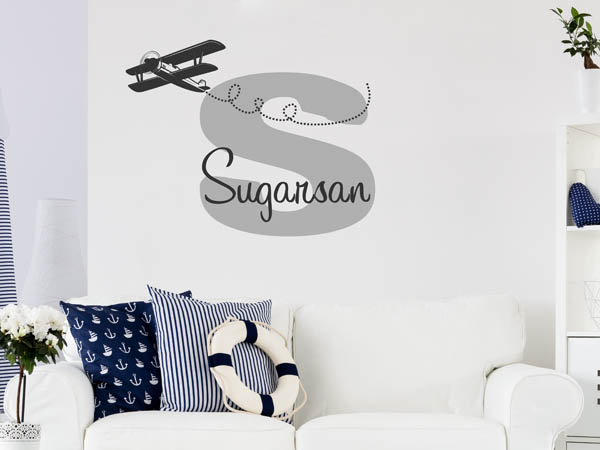 Wandtattoo Sugarsan mit Flugzeug