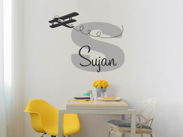 Wandtattoo Sujan mit Flugzeug