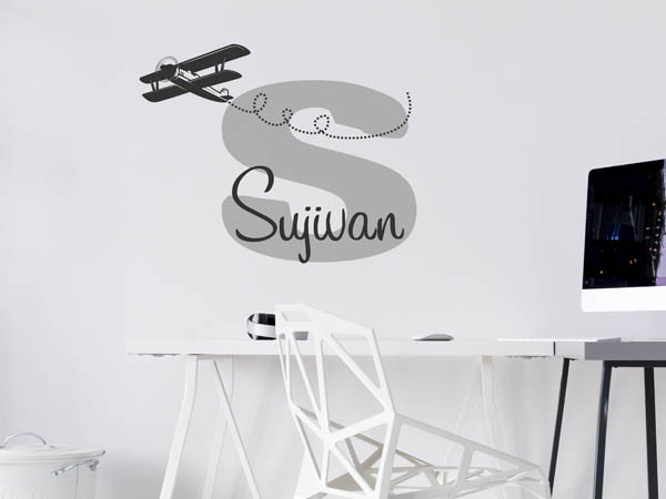 Wandtattoo Sujivan mit Flugzeug
