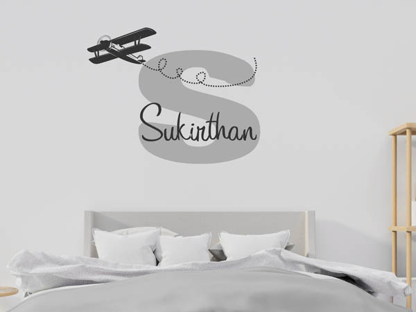 Wandtattoo Sukirthan mit Flugzeug
