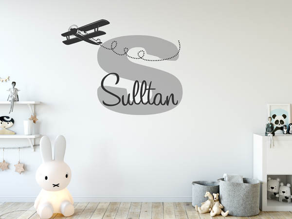 Wandtattoo Sulltan mit Flugzeug