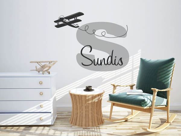 Wandtattoo Sundis mit Flugzeug