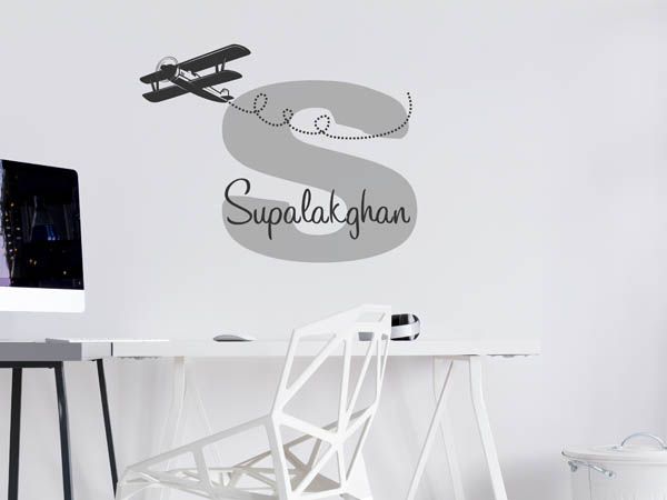 Wandtattoo Supalakghan mit Flugzeug