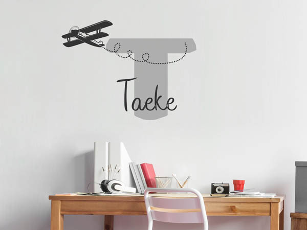 Wandtattoo Taeke mit Flugzeug