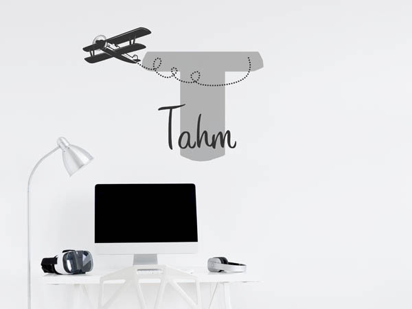 Wandtattoo Tahm mit Flugzeug