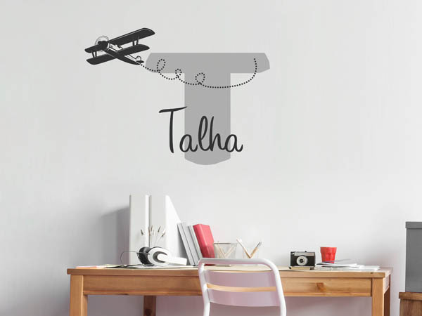 Wandtattoo Talha mit Flugzeug