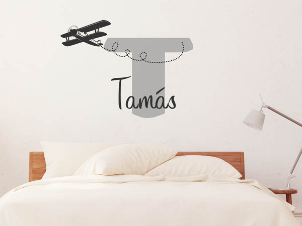 Wandtattoo Tamás mit Flugzeug