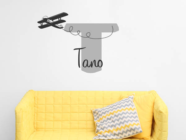 Wandtattoo Tano mit Flugzeug