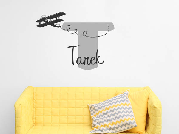 Wandtattoo Tarek mit Flugzeug