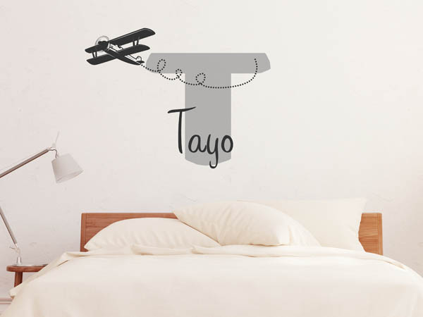 Wandtattoo Tayo mit Flugzeug