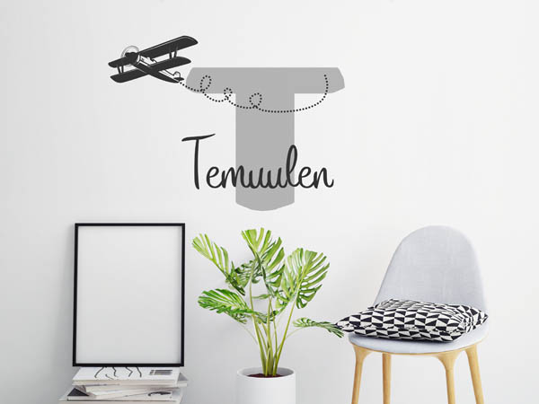 Wandtattoo Temuulen mit Flugzeug