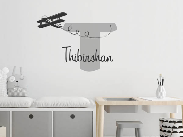 Wandtattoo Thibirshan mit Flugzeug