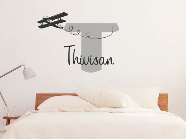 Wandtattoo Thivisan mit Flugzeug