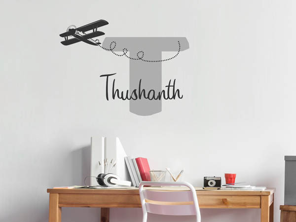 Wandtattoo Thushanth mit Flugzeug