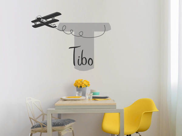 Wandtattoo Tibo mit Flugzeug