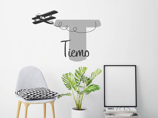 Wandtattoo Tiemo mit Flugzeug