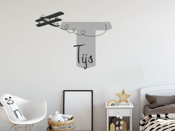 Wandtattoo Tijs mit Flugzeug