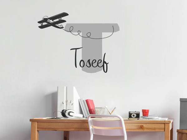Wandtattoo Toseef mit Flugzeug