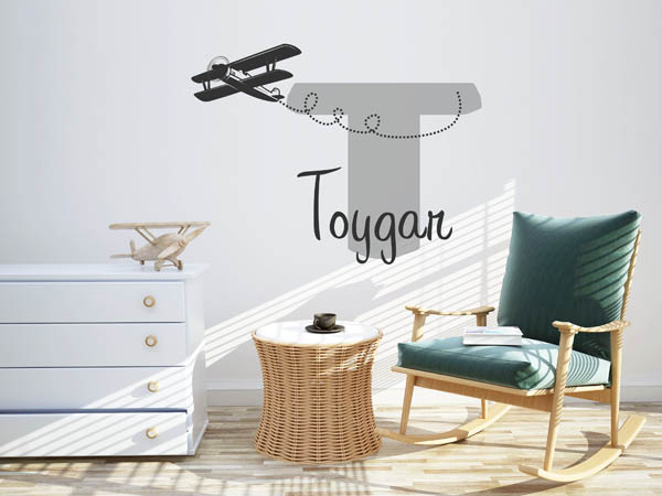 Wandtattoo Toygar mit Flugzeug