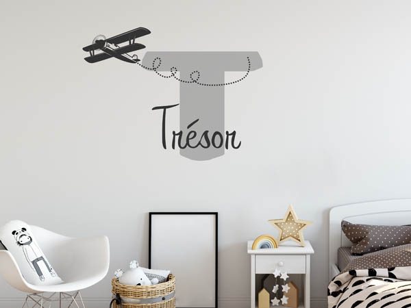Wandtattoo Trésor mit Flugzeug