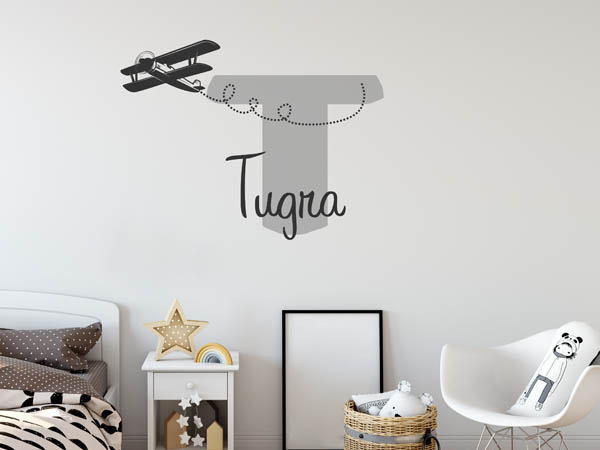 Wandtattoo Tugra mit Flugzeug