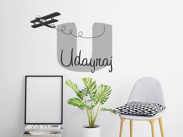 Wandtattoo Udayraj mit Flugzeug