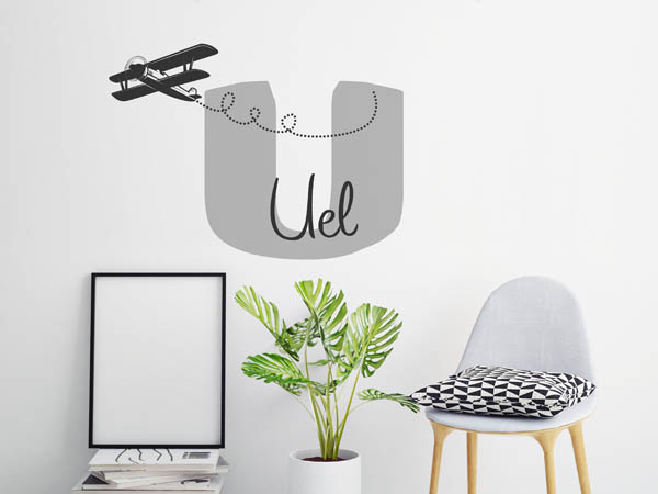 Wandtattoo Uel mit Flugzeug