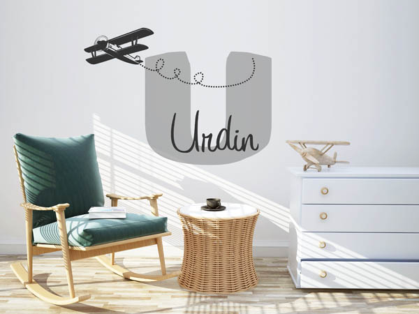 Wandtattoo Urdin mit Flugzeug