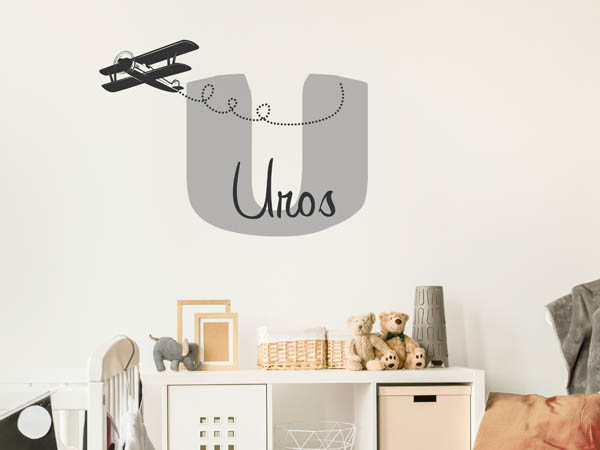 Wandtattoo Uros mit Flugzeug