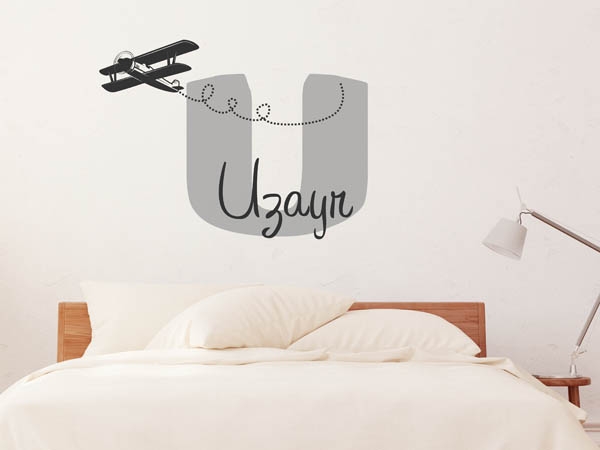 Wandtattoo Uzayr mit Flugzeug