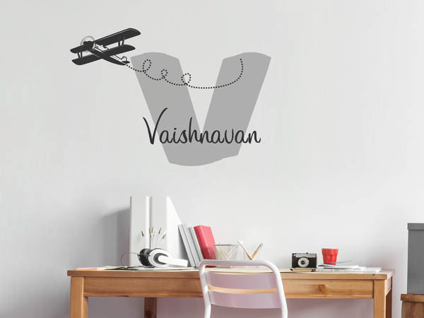 Wandtattoo Vaishnavan mit Flugzeug