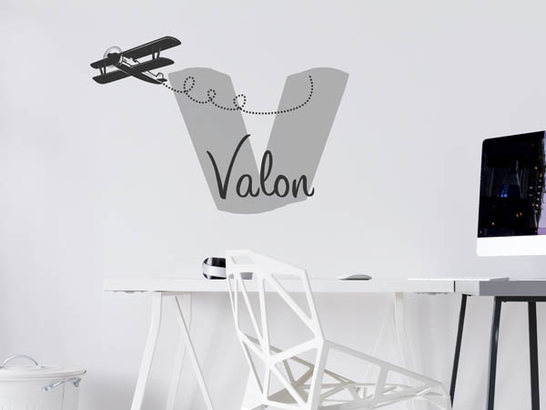 Wandtattoo Valon mit Flugzeug
