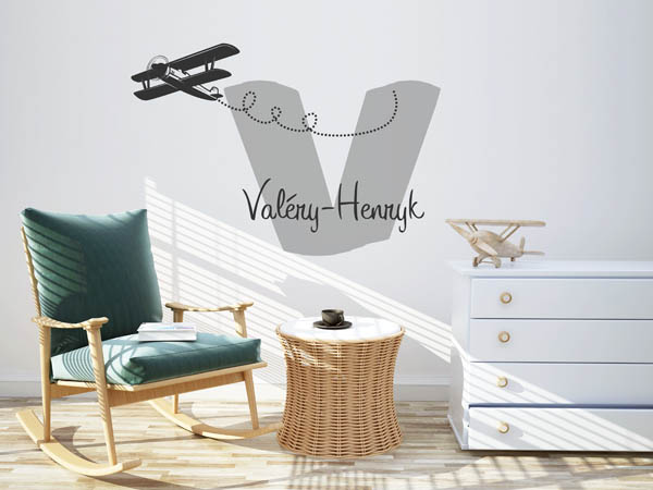 Wandtattoo Valéry-Henryk mit Flugzeug