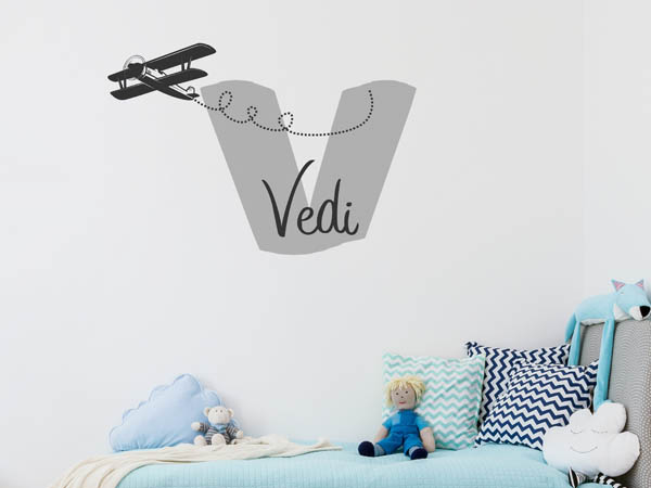 Wandtattoo Vedi mit Flugzeug