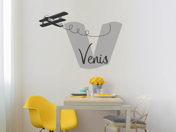 Wandtattoo Venis mit Flugzeug