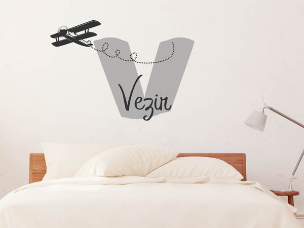 Wandtattoo Vezir mit Flugzeug