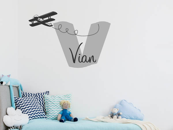 Wandtattoo Vian mit Flugzeug
