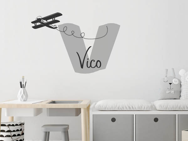 Wandtattoo Vico mit Flugzeug