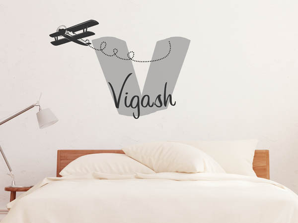 Wandtattoo Vigash mit Flugzeug
