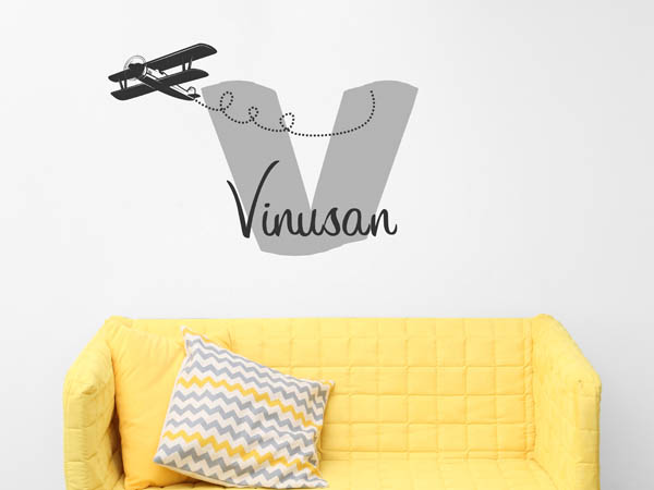Wandtattoo Vinusan mit Flugzeug