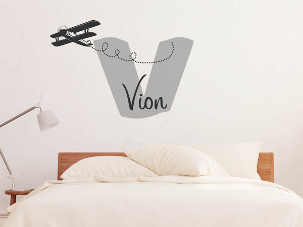 Wandtattoo Vion mit Flugzeug