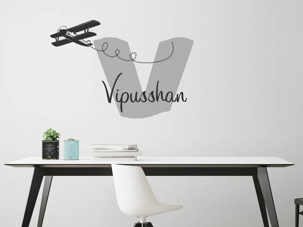 Wandtattoo Vipusshan mit Flugzeug